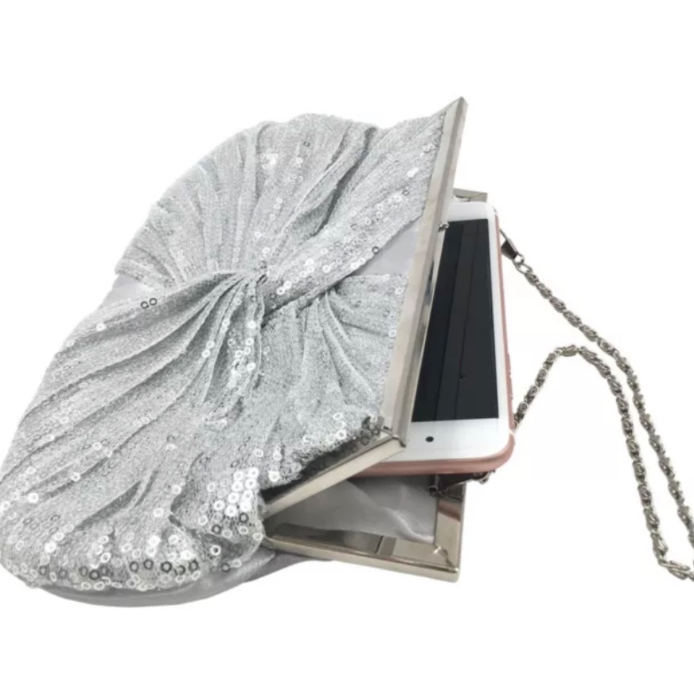Silver Sequins Prom Clutch - Picture 2 of 3